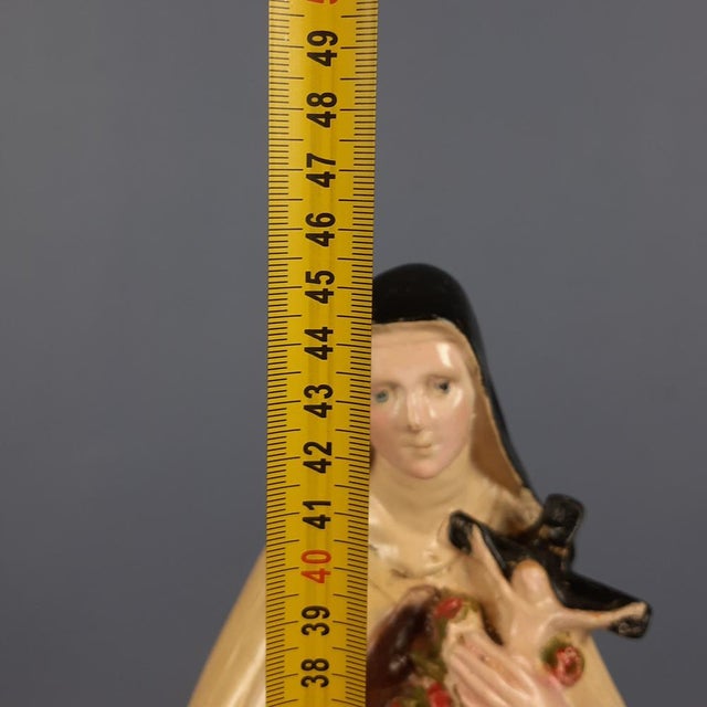 Hand Painted Plaster Figure of Statue of Saint Teresa of Lisieux, 20th Century For Sale - Image 10 of 11