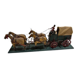 19thc Folky Covered Wagon With Four Horses