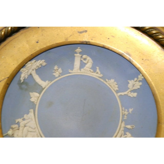 Rare Antique 1800's Wedgewood Jasperware Bronze Mounted Tazza Compote Bowl Blue For Sale - Image 9 of 12
