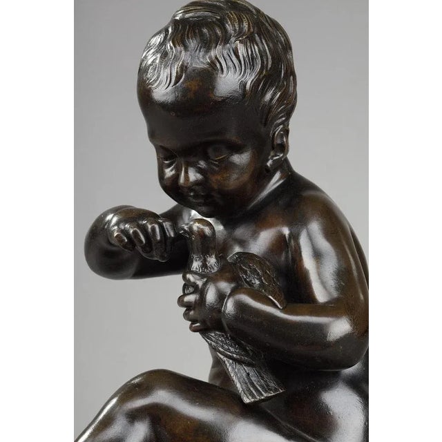 Pigalle Style Bronze Girl With the Bird and the Shell Statue For Sale - Image 12 of 16