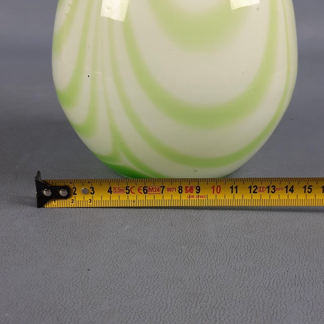 Murano Glass Vase with Opaline White and Green Festoon Design from Carlo Moretti, 1970s For Sale - Image 9 of 11