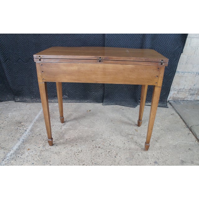 Antique American Sheraton Painted Grain Serpentine Flip Top Console Game Table For Sale - Image 12 of 15
