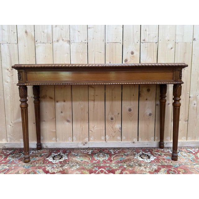 Brown Louis XVI Style Varnished Carved Wood Console Table, 1950s For Sale - Image 8 of 8