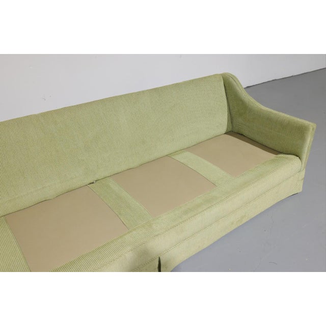 Vintage Oversized Mid-Century Green Upholstered Sofa | Circa 1970s For Sale - Image 13 of 17