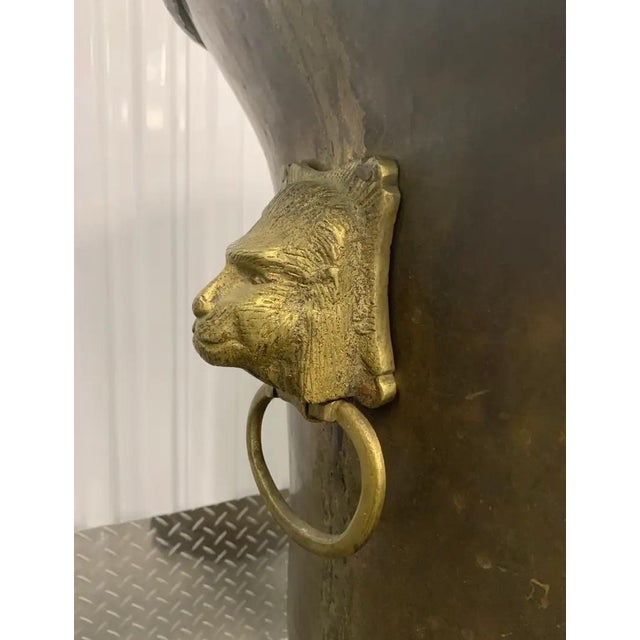 Late 19th Century Copper Urn Planter With Brass Lion-Head Ring Handles For Sale - Image 4 of 11