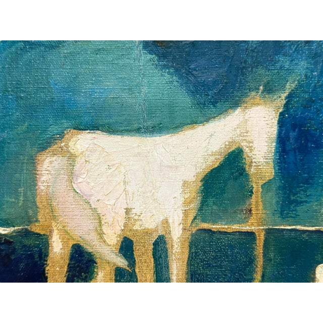 Midcentury Cubist Nude on Landscape Oil on Canvas Painting For Sale - Image 4 of 8