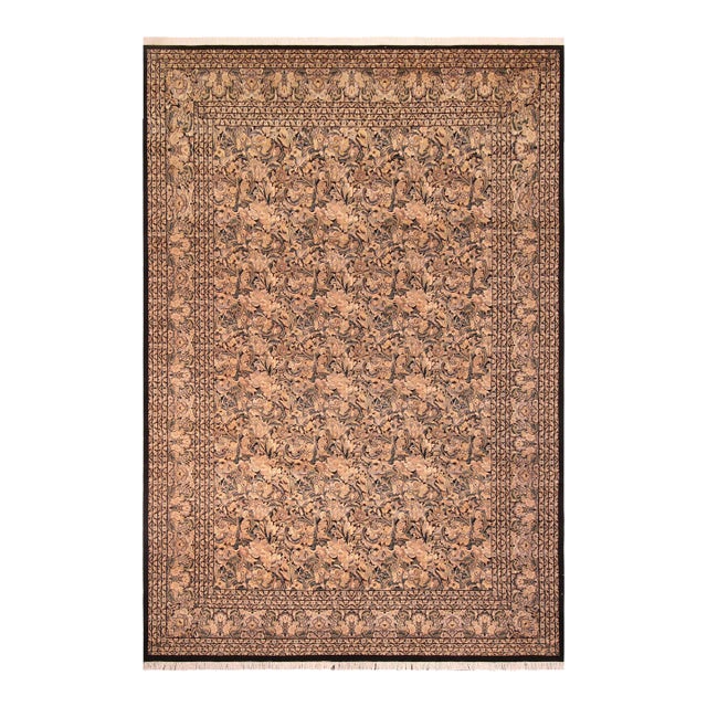 Boho Chic Pak-Persian Black/Gold Wool Rug - 9'10'' X 14'3'' For Sale