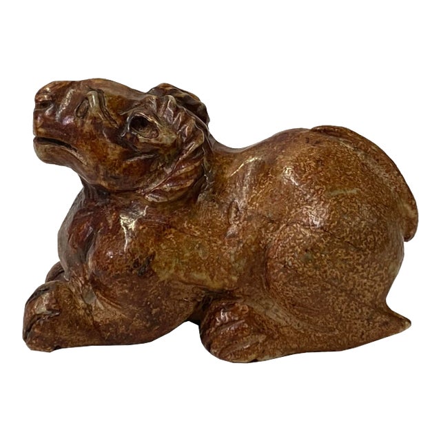 Stone Carved Ancient Style Artistic Mythical Pixiu Figure Display For Sale