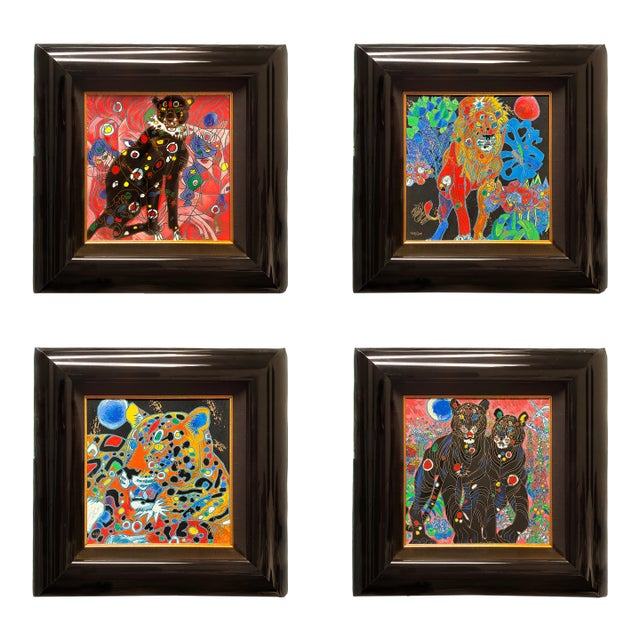 1990s Tie Feng Jiang – Complete Rare “Cats Suite” 168/300 - Set of 4 For Sale