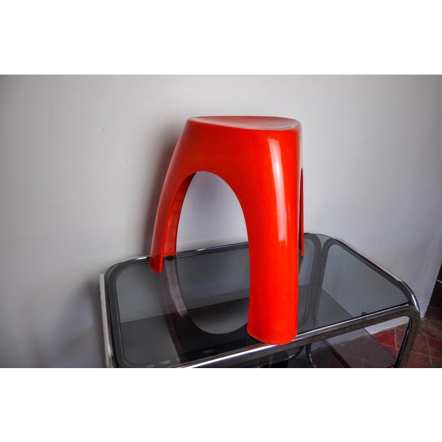 Hollywood Regency Red Elephant Stool by Vilmer, Spain, 1980 For Sale - Image 3 of 8