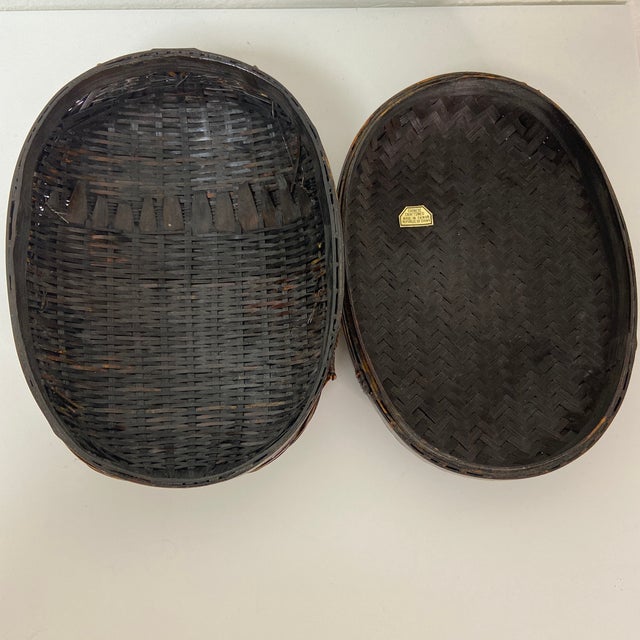 Mid 20th Century Mid 20th Century Vintage Bug Beetle Bamboo Tiffin Basket – Made in Taiwan For Sale - Image 5 of 10
