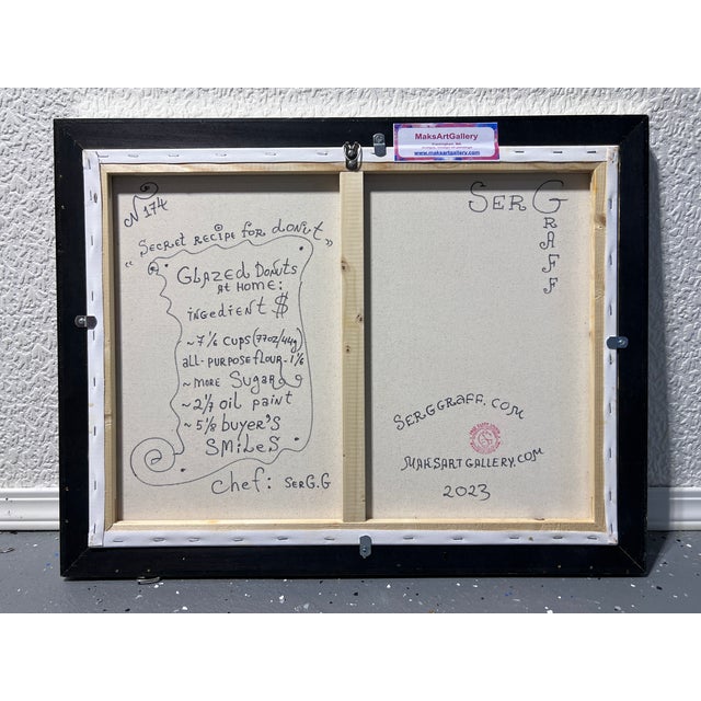 One-of- A-Kind Abstract Painting on Canvas by Serg Graff "Donut" Framed, Coa For Sale - Image 4 of 12