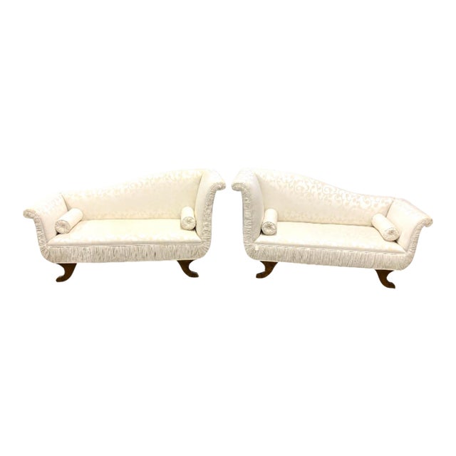 Pair of Vintage Biedermeier Style Chaise Lounges For Sale