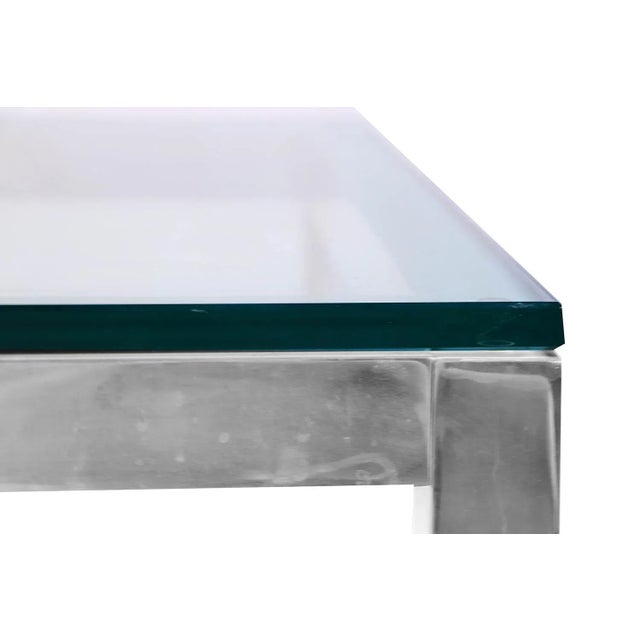 Chrome Mid Century Modern Chrome & Glass Coffee Table Milo Baughman Style For Sale - Image 8 of 11