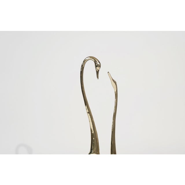 Set of Large-Scale Vintage Brass Swan Sculptures, C. 1950s For Sale - Image 10 of 10