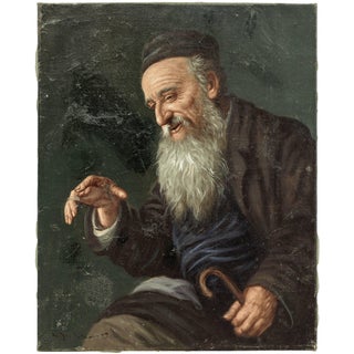Konstanty Szewczenko, Untitled, Rabbi Smiling, Judaic Oil Painting, Early 20th Century For Sale