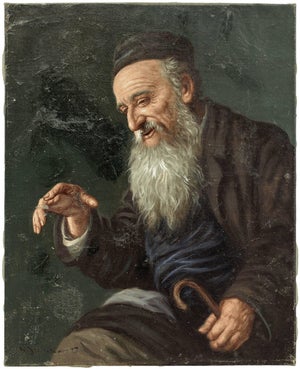 Konstanty Szewczenko, Untitled, Rabbi Smiling, Judaic Oil Painting, Early 20th Century