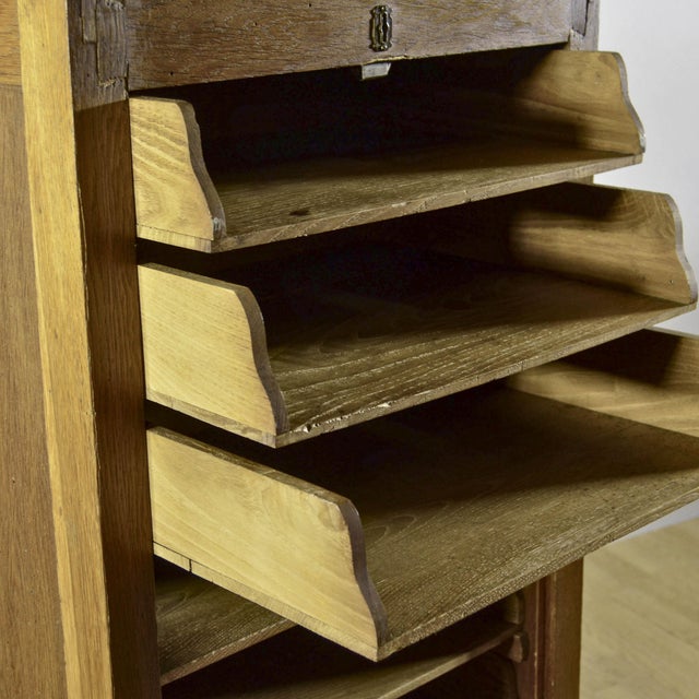 Wood Tambour Oak Office Desk with Sliding Door and Drawers For Sale - Image 7 of 18