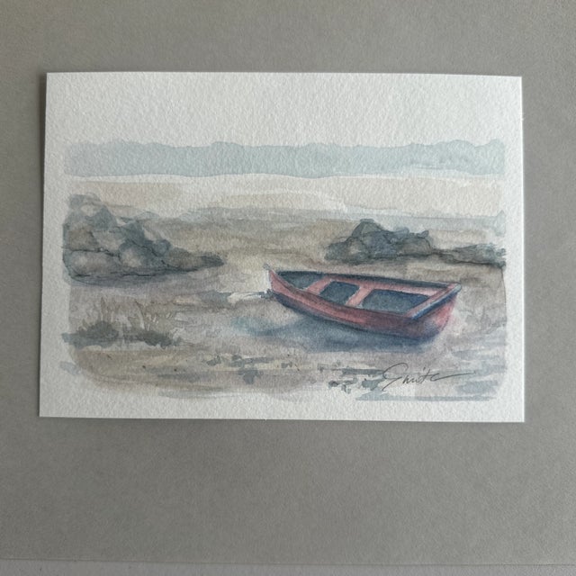 Contemporary Signed Original Watercolor Painting “Beached” For Sale - Image 3 of 3