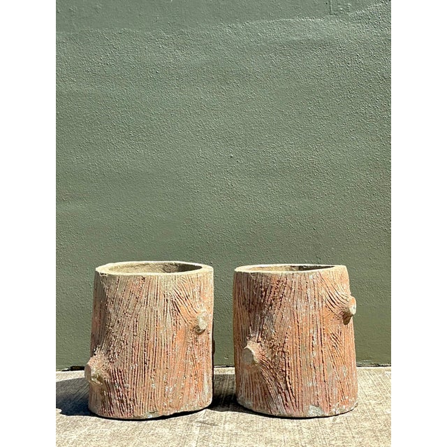 Vintage Faux Bois Concrete Planters For Sale In West Palm - Image 6 of 12