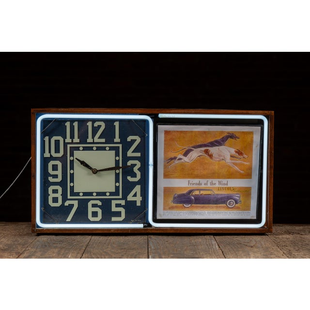 Art Deco Vintage Neon Revolving Advertising Clock by Electric Ad Clock For Sale - Image 3 of 13