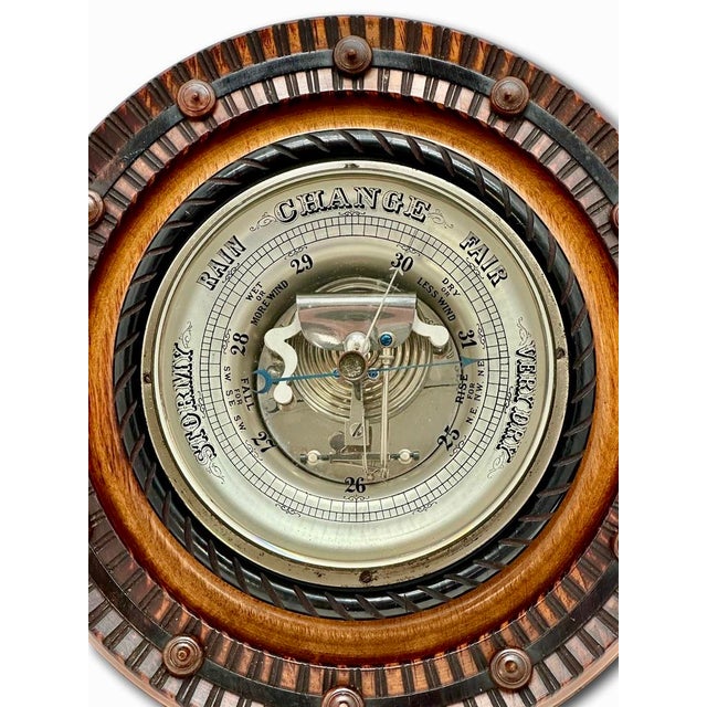Late 19th Century Beautiful and Fine Quality Antique Carved Mahogany Wall Barometer With Transparent Glass Dial - Circa 1890s For Sale - Image 5 of 18