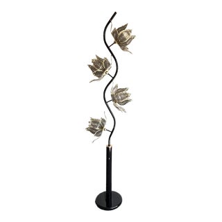 Postmodern 1990s Glass Flower Pole Floor Lamp For Sale