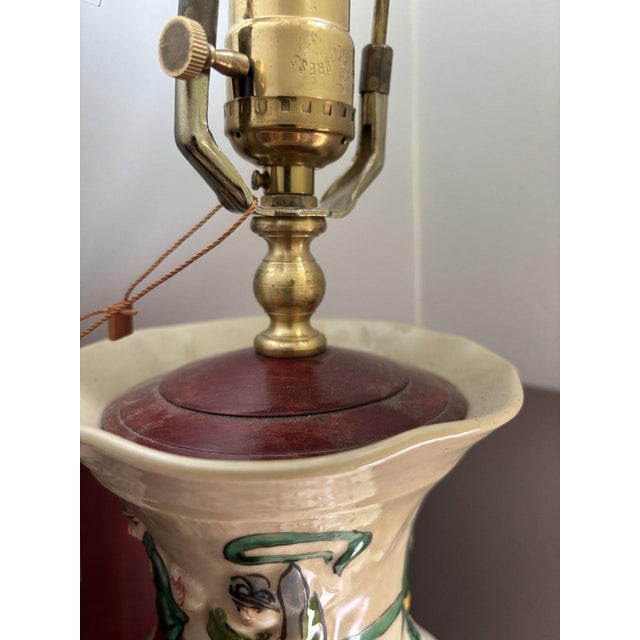 Vintage Chinese Famille Verte Style Figural Porcelain Vase Lamp For Sale - Image 4 of 4