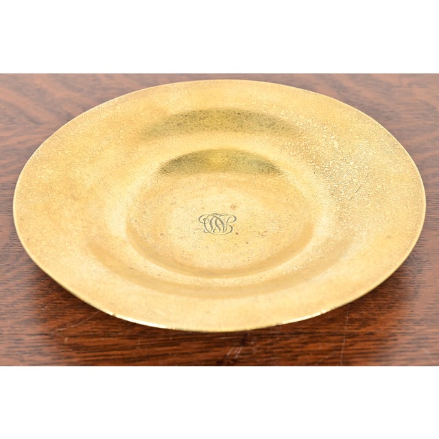 A gorgeous Arts & Crafts or Art Deco period gilt bronze plate or shallow bowl By Tiffany Studios (signed to the underside)...