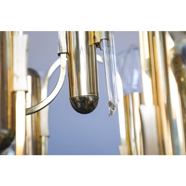Vintage Brass and Crystal 9-Light Chandelier by Gaetano Sciolari for Sciolari, 1970s For Sale - Image 18 of 18