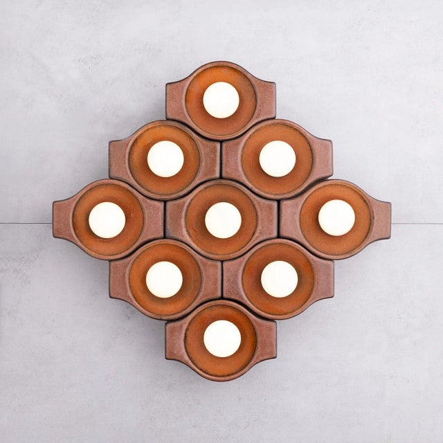 Mid-Century Wall Light or Ceiling Lamp in Brown Ceramic by Cari Zalloni for Leola, 1960s For Sale - Image 11 of 16