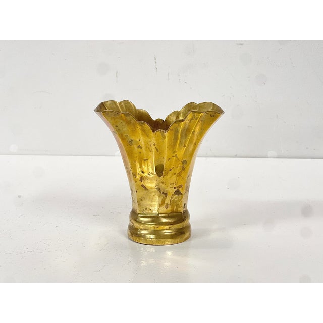 Gold Mid-Century Modern Brass Vase, 1960s For Sale - Image 8 of 11
