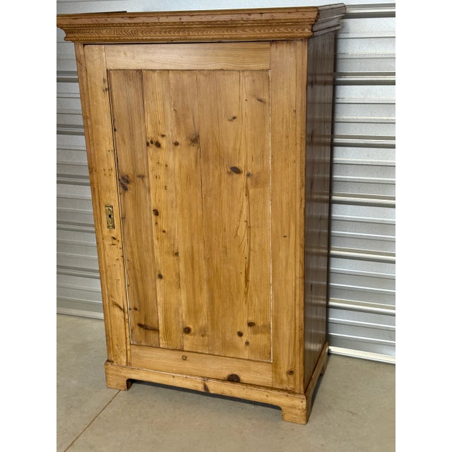 Victorian Antique Pine Cupboard With Key From England For Sale - Image 3 of 18