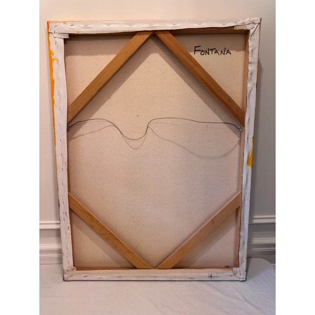 Yellow Paul Fontana Contemporary Abstract Painting – Textured Circle Composition, Signed For Sale - Image 8 of 10