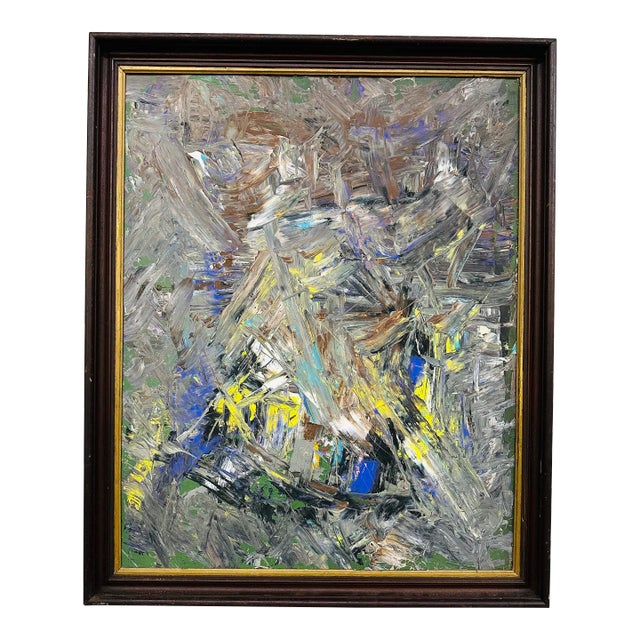 Modern Expressionist Abstract Painting Signed Mullin For Sale