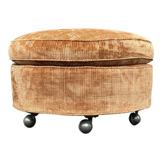 Mid Century Round Ottoman on Casters For Sale
