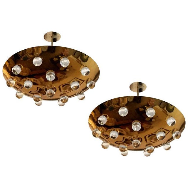 Pair of French Golden Crystal Orb Pendants For Sale - Image 12 of 12