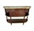 French Louis XVI-Style Mahogany Buffet. Table features a shaped marble top enclosed within a pierced brass gallery, while...