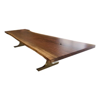 Andrianna Shamaris Live Edge Dining Table with Bronze Base For Sale