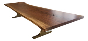 Andrianna Shamaris Live Edge Dining Table with Bronze Base