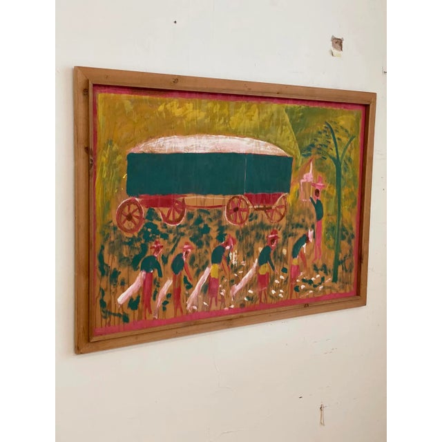 1980s Late 20th Century “Cotton Farm” Jimmy Lee Sudduth Folk Art Painting For Sale - Image 5 of 13