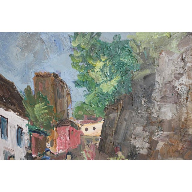 Roland Dubuc, Strollers in Montmartre, 1960s, Oil Painting on Canvas, Framed For Sale - Image 13 of 16