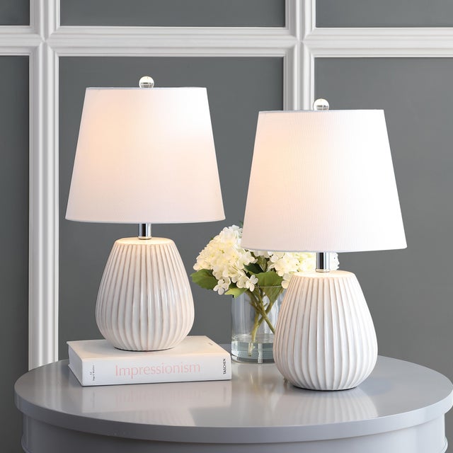 Textile Kate Table Lamp in White - a Pair For Sale - Image 7 of 9