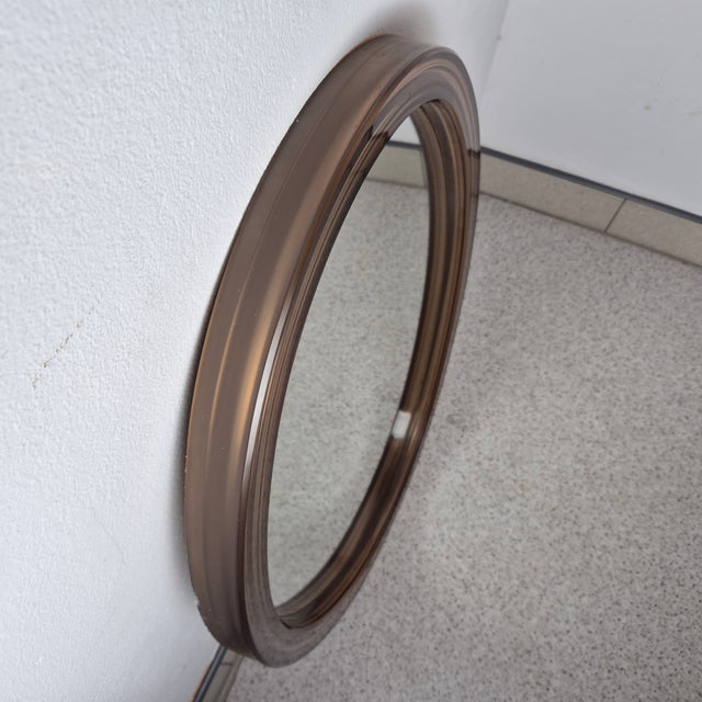 Mid-Century Smoked Acrylic Round Wall Mirror, France, 1970s For Sale - Image 6 of 9