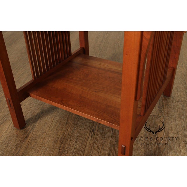 Brown Stickley Mission Collection Cherry Spindle Lamp Table For Sale - Image 8 of 12