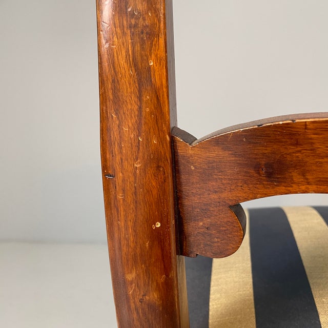 Mid 19th Century Italian Chairs in Wood and Striped Fabric, Set of 2 For Sale - Image 12 of 18