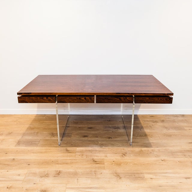 1960s Danish Modern Rosewood & Lucite Executive Desk Attributed to Poul Norreklit for Sigurd Hansen For Sale - Image 15 of 18