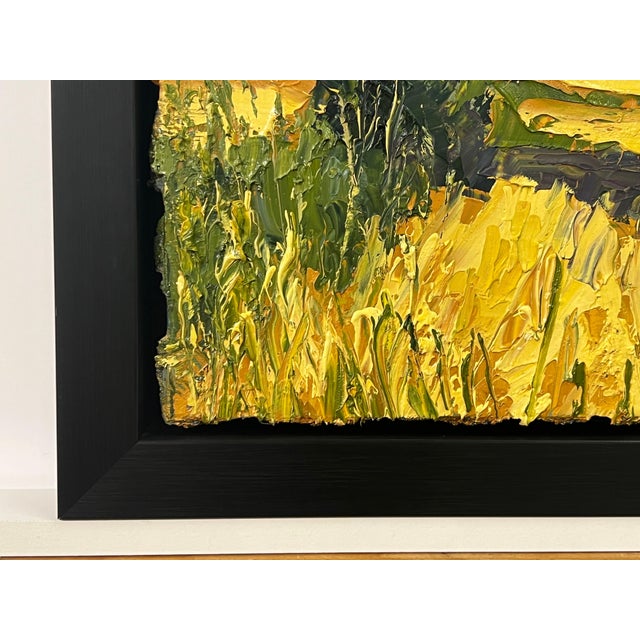 Impasto Oil Painting of Oak Tree in Yellow Corn Field in the English Countryside For Sale - Image 4 of 12