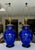 1980s Vintage Moorish Safi Hand-Painted Cobalt Ceramic Table Lamps - Pair For Sale - Image 5 of 17