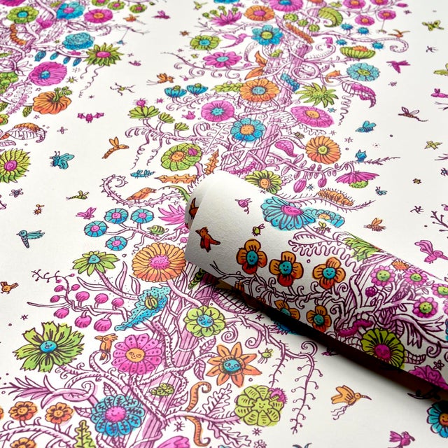 Not Yet Made - Made To Order SAMPLE - Schumacher x The New Yorker Edward Steed's Towers Of Flowers Wallpaper In Multicolor Burst For Sale - Image 5 of 5